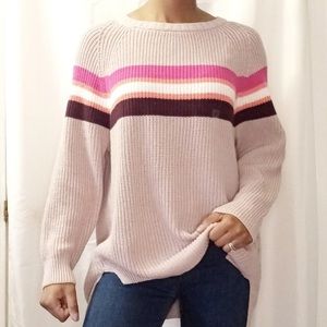 Express blush pink knit striped sweater